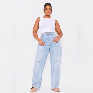 NOBO WIDE LEG DISTRESSED DENIM NWT